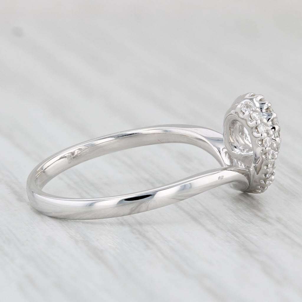 Light Gray Piero Milano Diamond Heart Swirl Ring 18k White Gold with Box Size 7