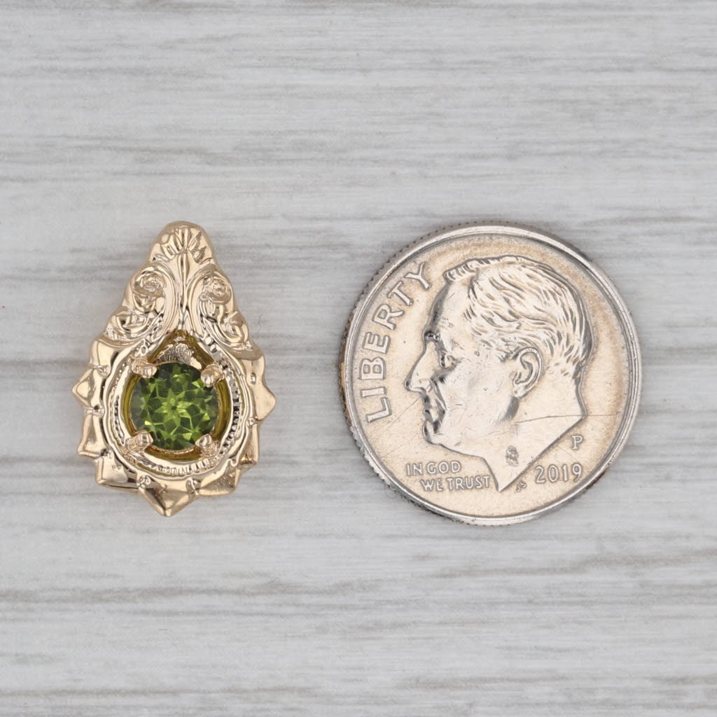 Gray Old Victorian 0.50ct Peridot Slide Bracelet Charm 14k Yellow Gold Vintage