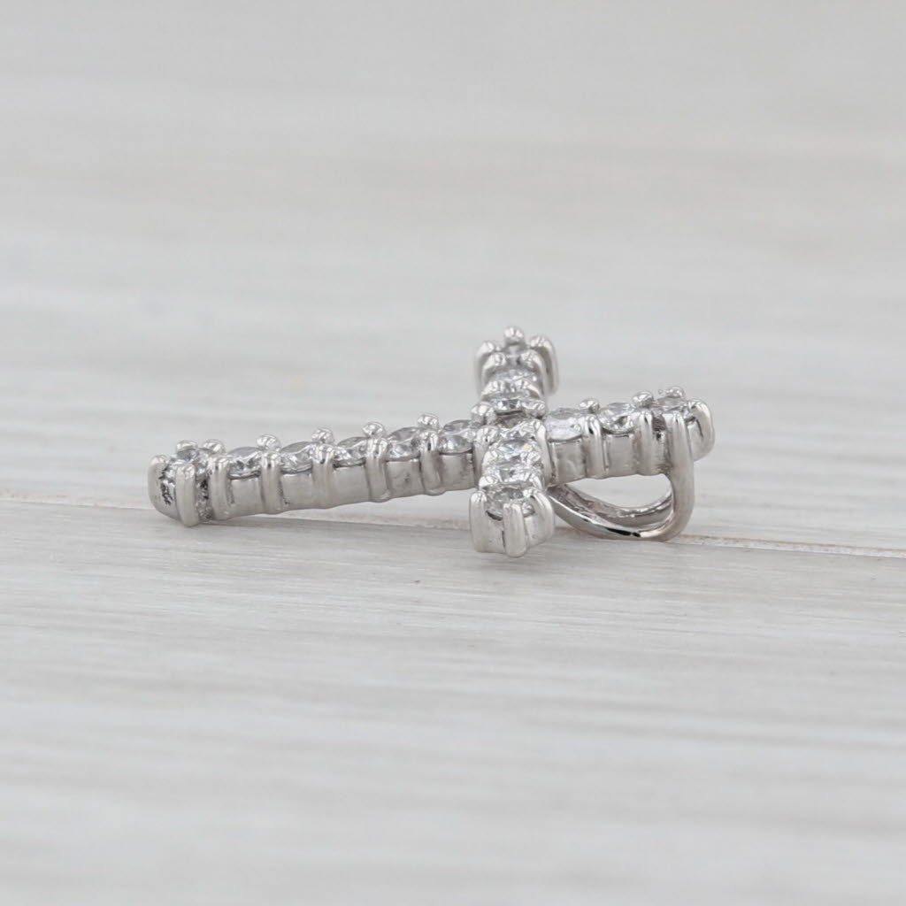 0.22ctw Diamond Cross 14k White Gold Small Drop