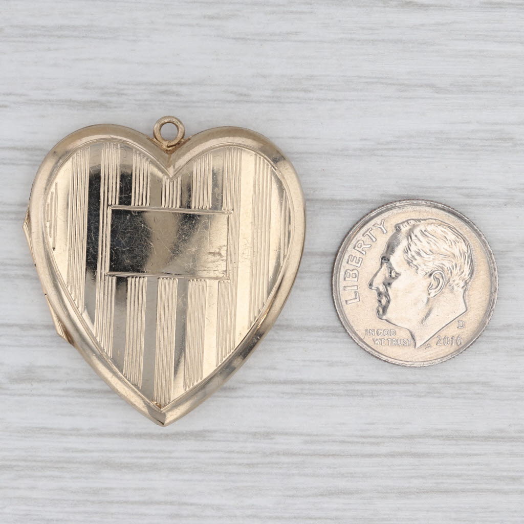 Vintage Engravable Heart Picture Locket Pendant Gold Filled Opens Hayward