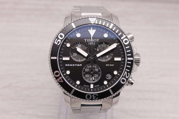 Tissot Seastar 45mm Stainless Steel Mens Quartz Chronograph Watch T120417A