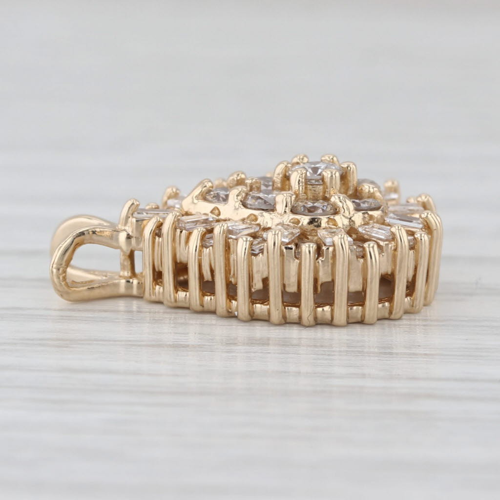 1.14ctw Diamond Halo Teardrop Pendant 14k Yellow Gold