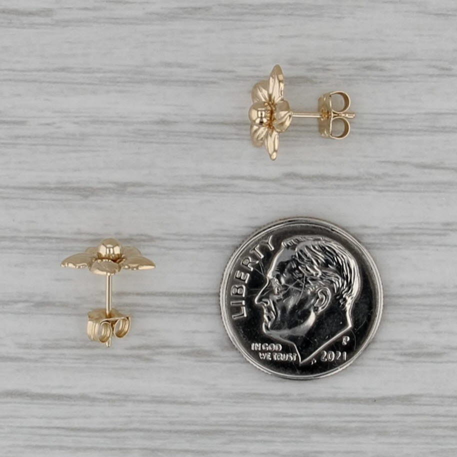Flower Stud Earrings 14k Yellow Gold Floral Studs