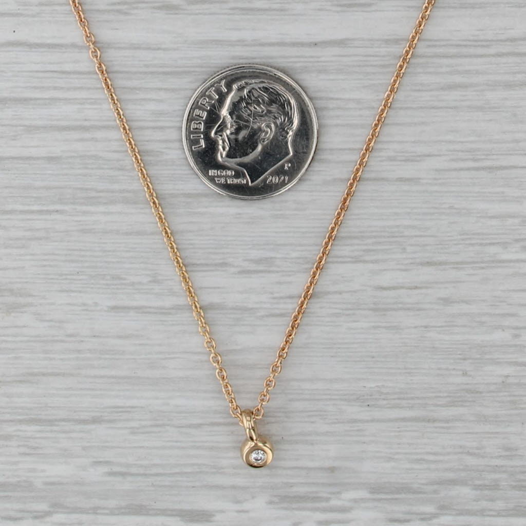 Pandora Small Diamond Pendant Necklace Cable Chain 14k Yellow Gold