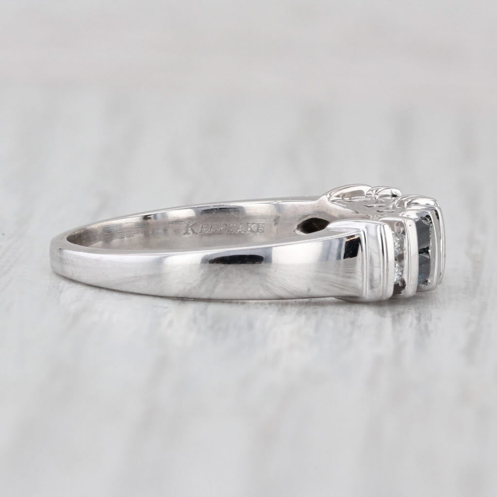 0.68ctw Blue Sapphire Diamond Ring 14k White Gold Size 8 Stackable Bridal