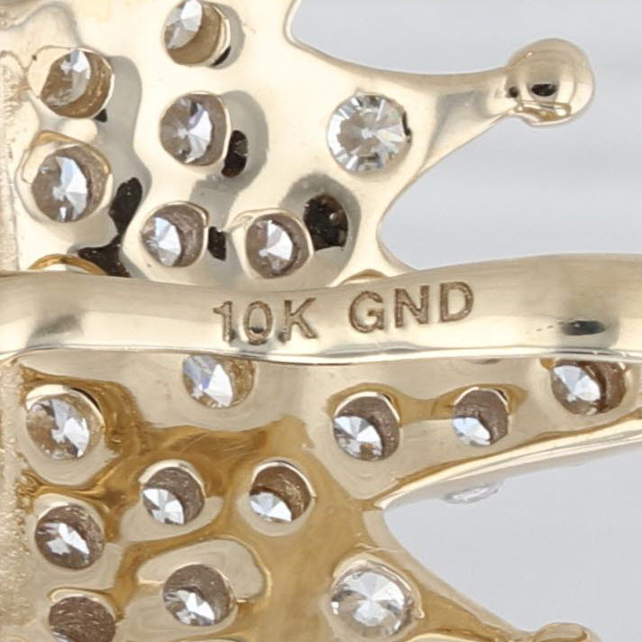 New 1.11ctw Diamond Crown Halo Engravable Pendant 10k Yellow Gold