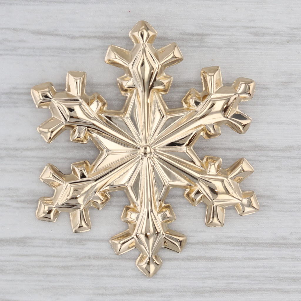 Gray Snowflake Pendant 14k Yellow Gold 1979 Gorham Holiday Collection