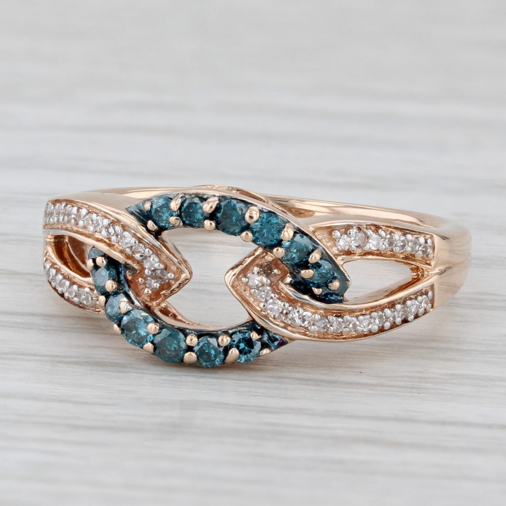 Light Gray 0.26ctw Blue White Diamond Knot Ring 10k Rose Gold Size 6.75