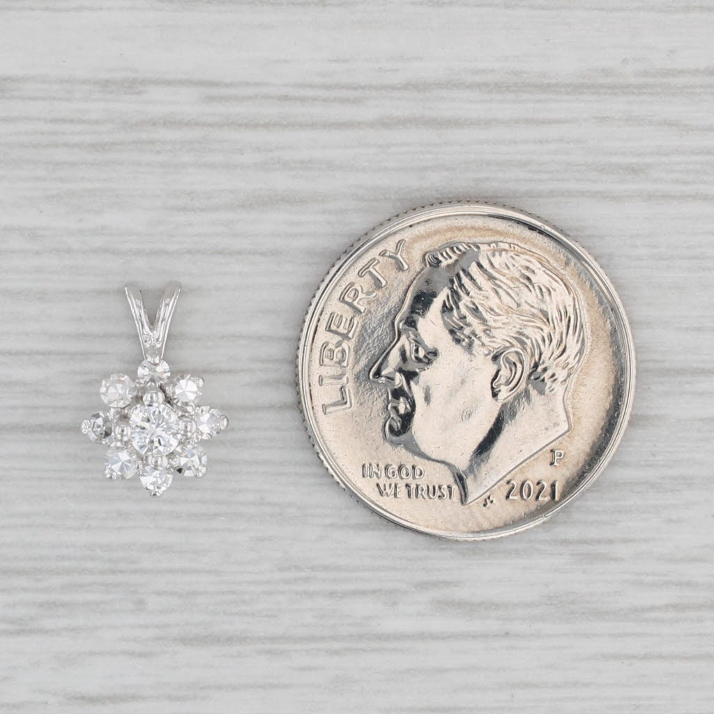 Gray 0.26ctw Diamond Flower Pendant 14k White Gold Small Drop