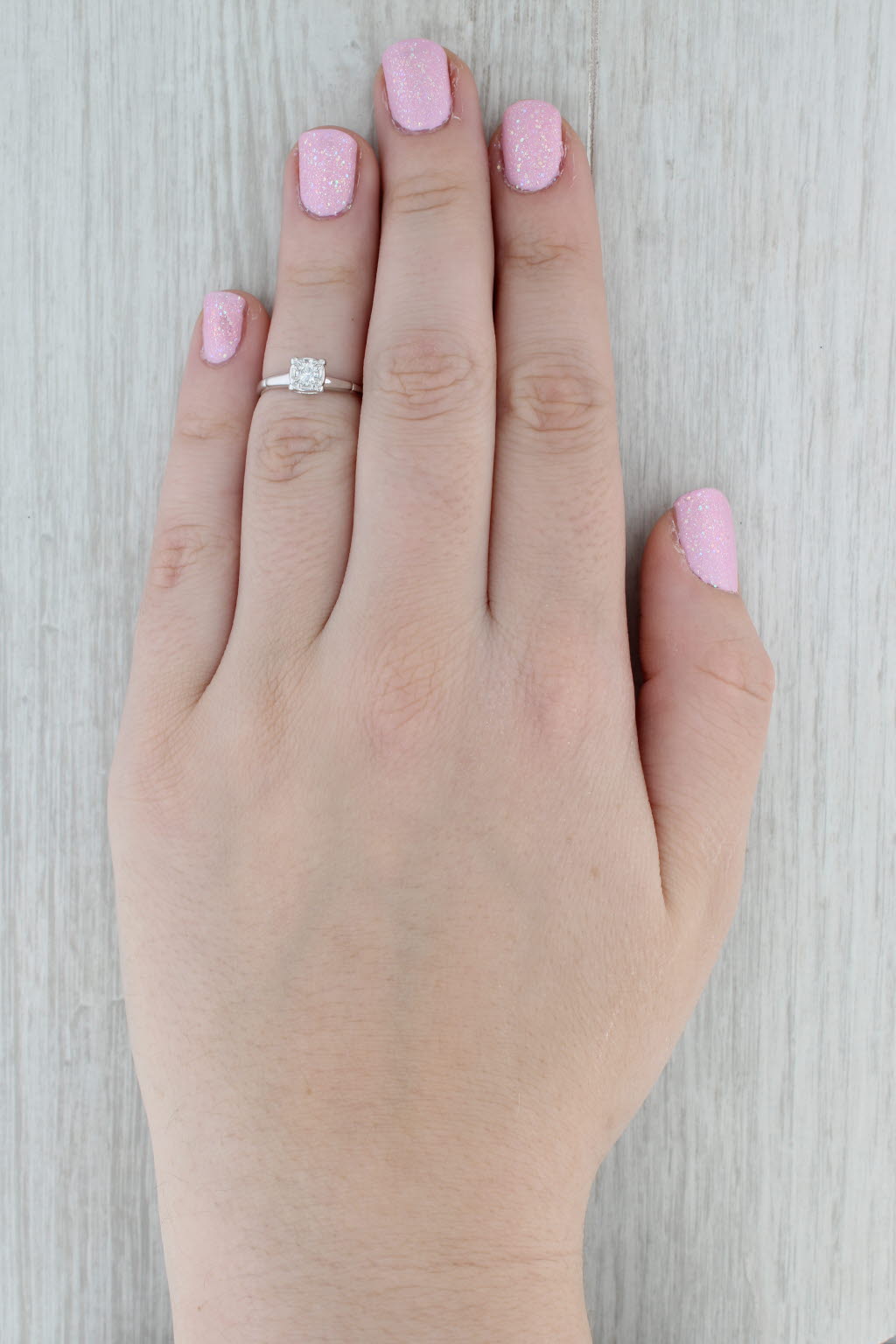 Gray 0.15ct Diamond Solitaire Engagement Ring 14k White Gold Size 5 Vintage