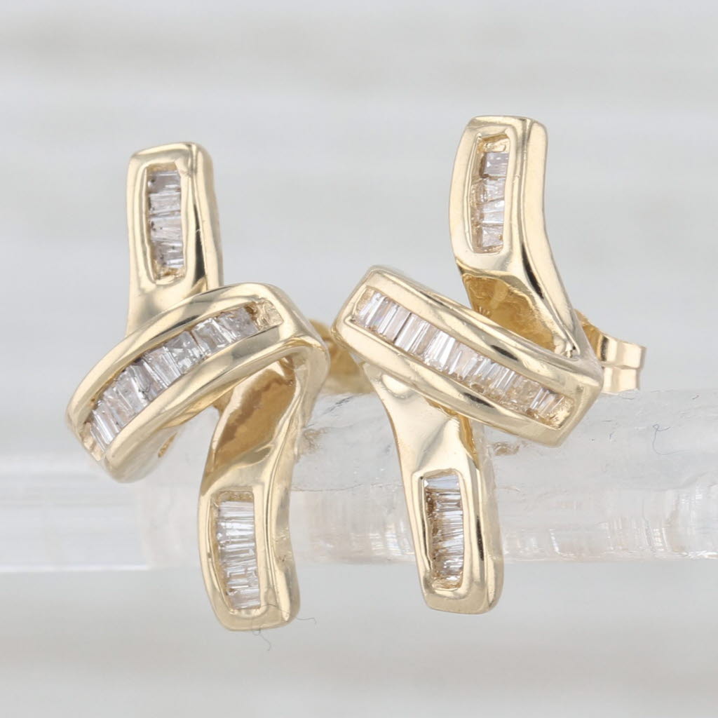 0.60ctw Diamond Knot Stud Earrings 14k Yellow Gold Studs