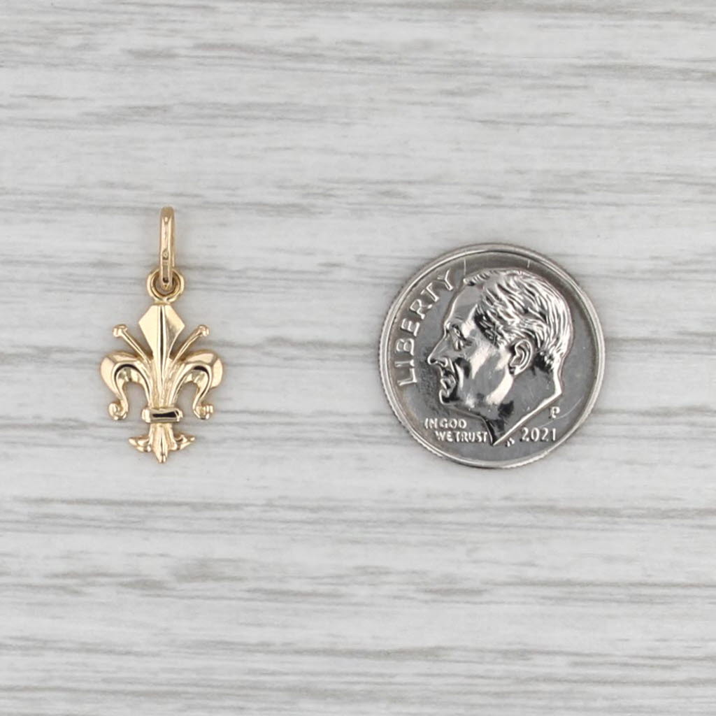 Fleur De Lis Charm 18k Yellow Gold French Small Drop Pendant