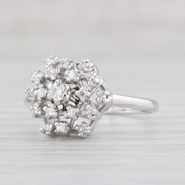 Light Gray 0.15ctw Diamond Cluster Ring 14k White Gold Size 7 Cocktail