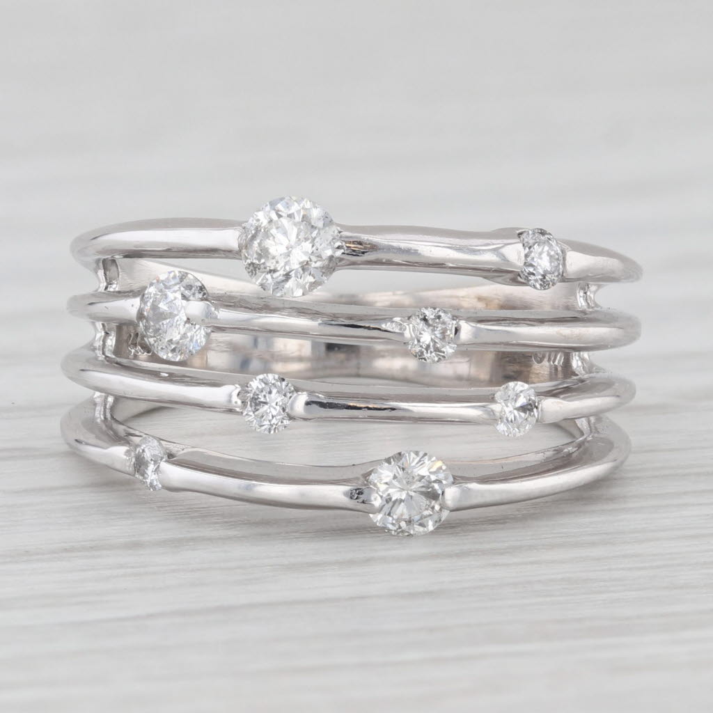 Light Gray 0.55ctw Diamond Orbit Ring 14k White Gold Size 5.25 Cocktail