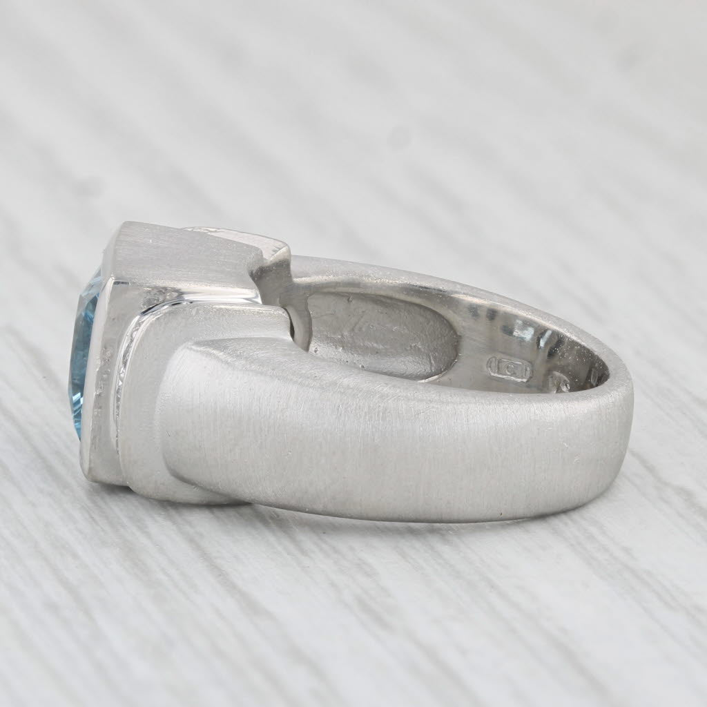 Light Gray 2.45ctw Aquamarine Diamond Ring Platinum Size 6.75 Brushed Finish
