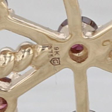 0.36ctw Purple Red Diamond Snowflake Ring 9k Yellow Gold Size 6 COA