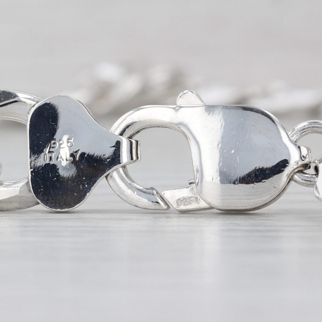 22.25" 11mm Curb Chain Necklace Sterling Silver Italy