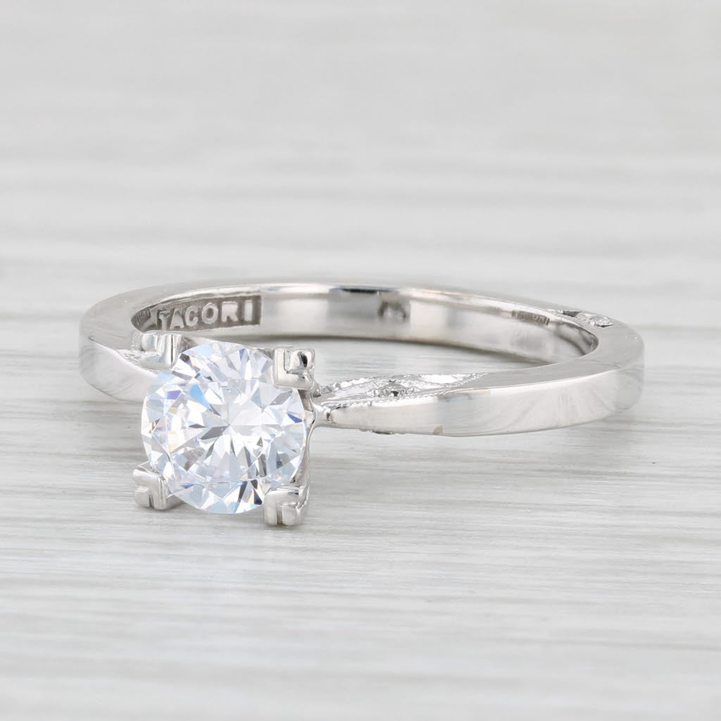 Light Gray New Semi Mount Engagement Ring Diamond 18k White Gold Certificate Sz 6.5 Tacori