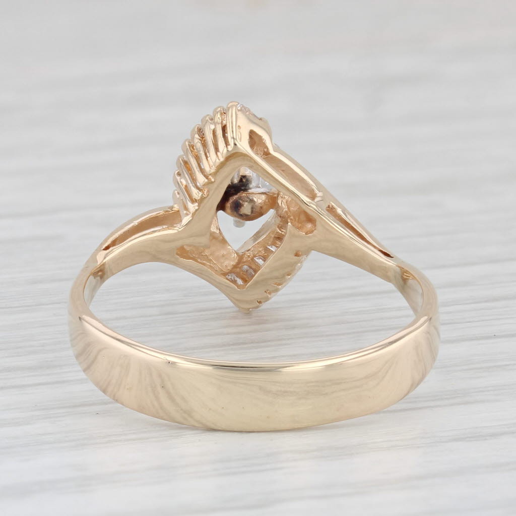 Light Gray 0.60ctw Marquise Diamond Engagement Ring 14k Yellow Gold Size 9.5 Bypass
