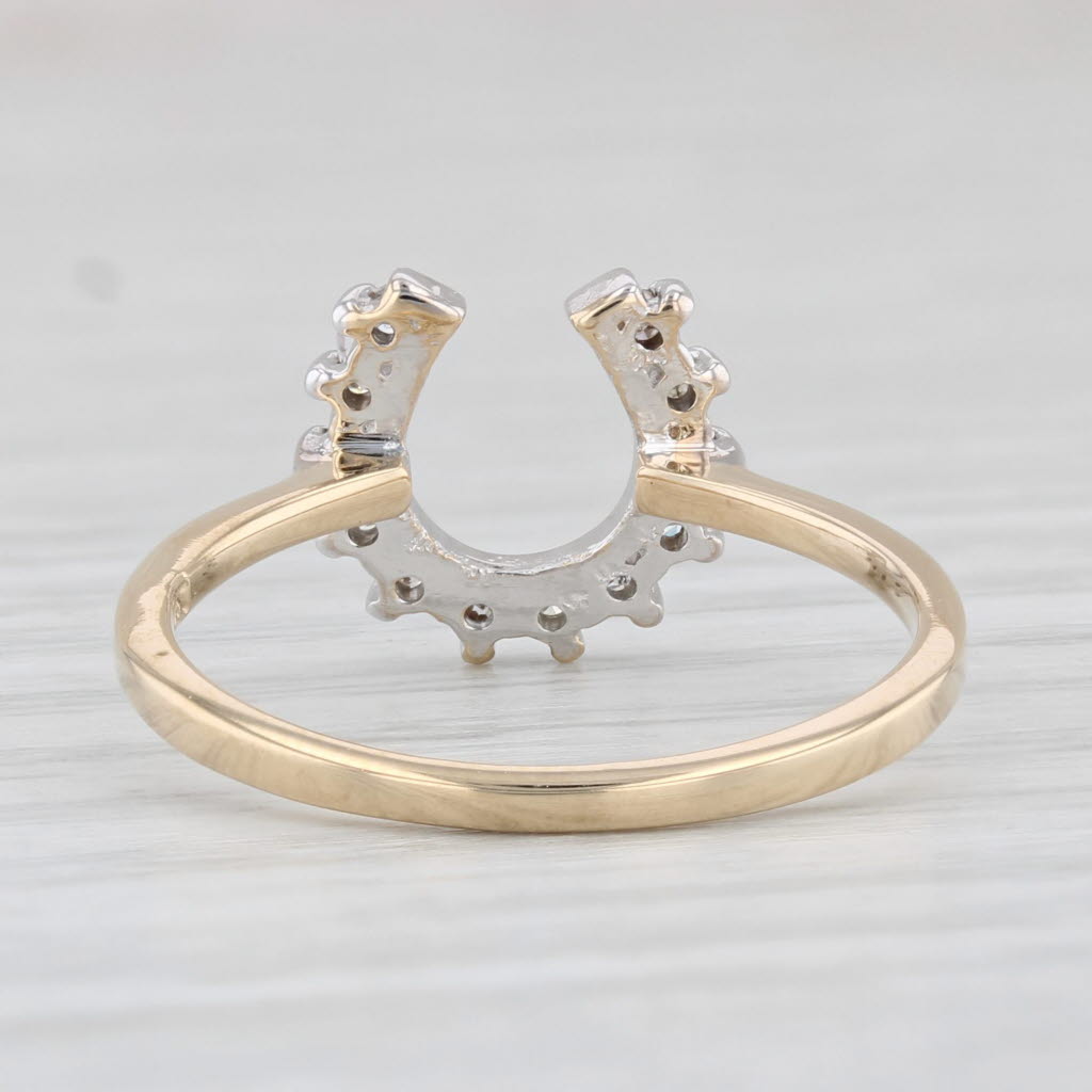 Light Gray Diamond Horseshoe Ring 10k Gold Size 6.25 Good Luck Western