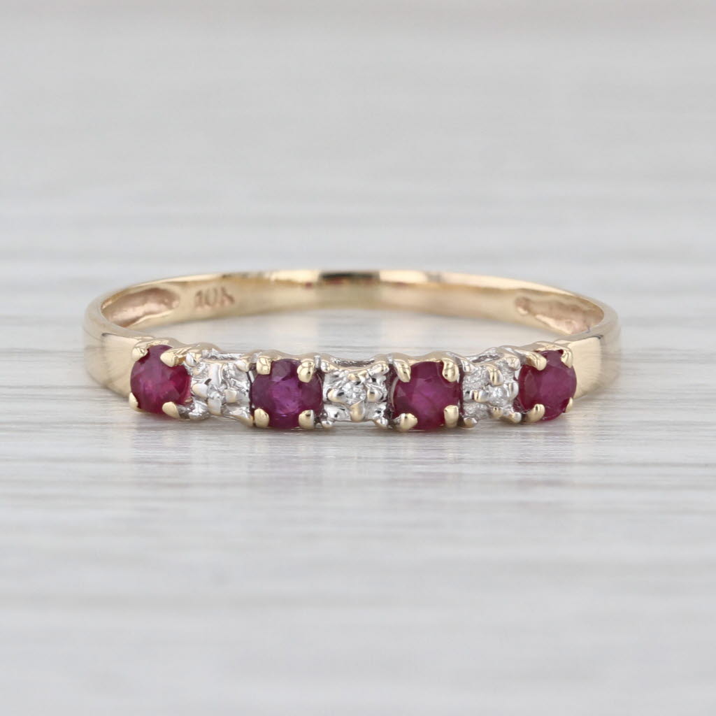 0.30ctw Ruby Diamond Stackable Ring 10k Yellow Gold Size 8.75 Bridal