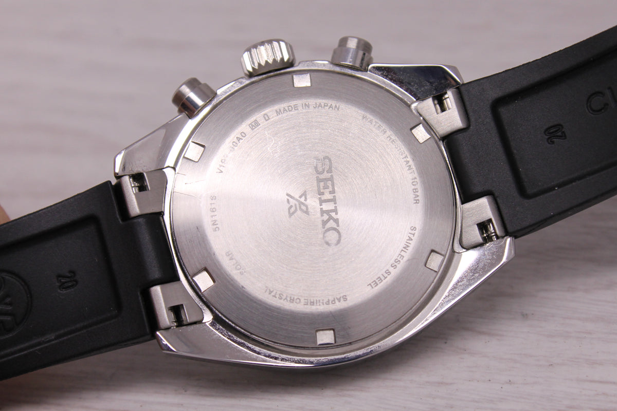 Seiko Prospex Solar Speedtimer Watch 39.5mm Steel Chronograph Date SSC965