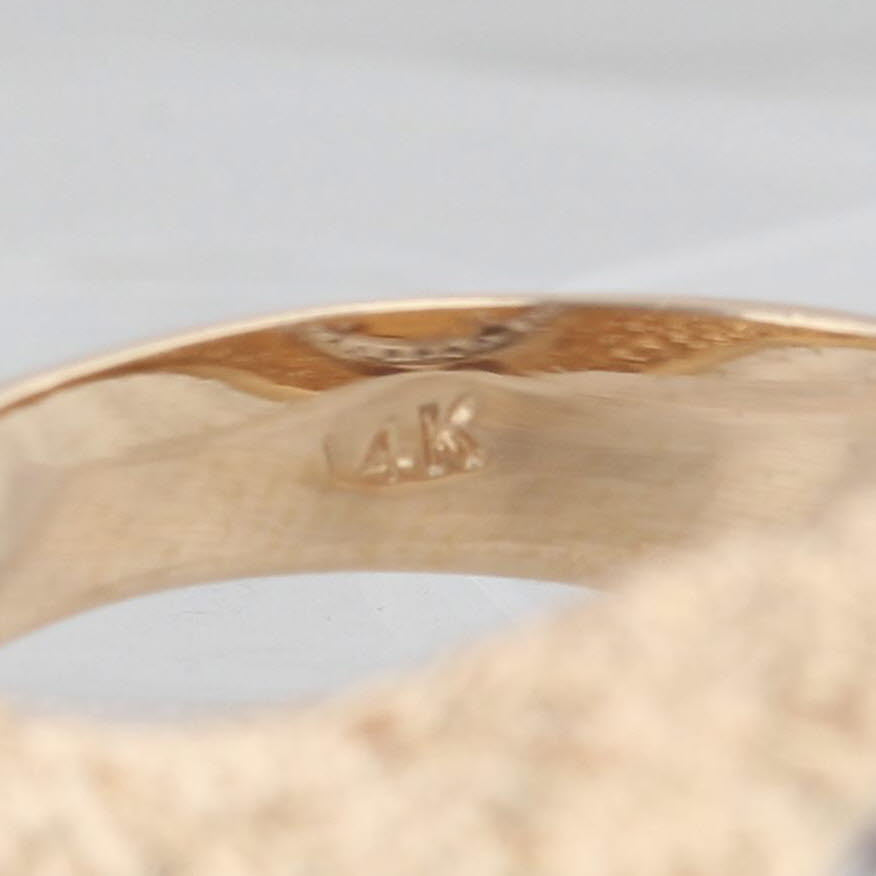 Light Gray 1945 Dos Pesos Mexican Coin Ring 14k Yellow Gold Nugget Band Size 9.75
