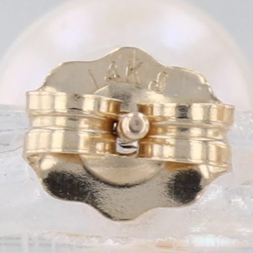Cultured Pearl Hoop Earrings 14k Yellow Gold Round Bead Studs