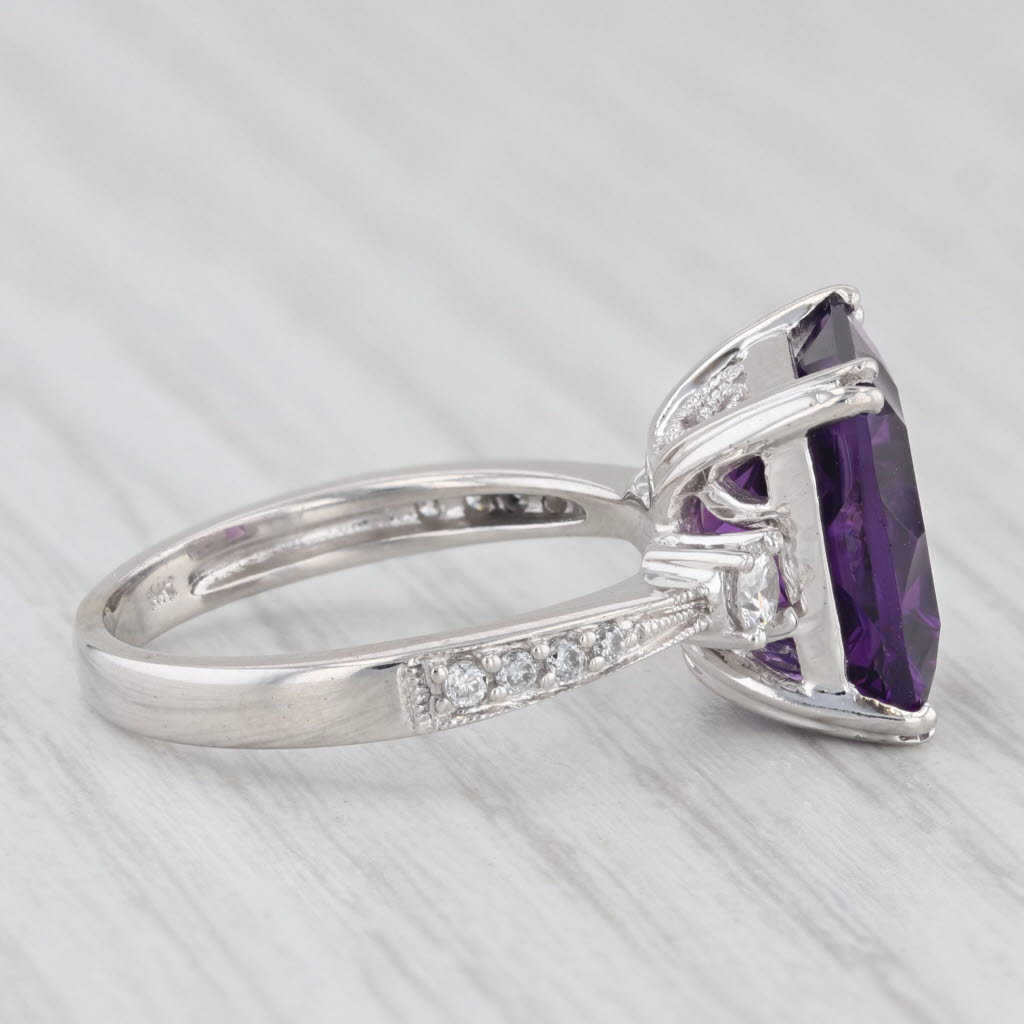 Light Gray 6.05ctw Amethyst Diamond Ring 14k White Gold Size 7.25
