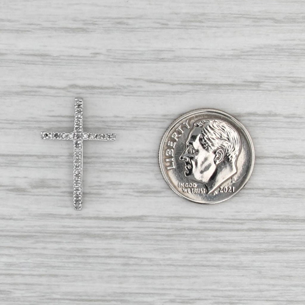 Diamond Cross Pendant 10k White Gold Floating Drop