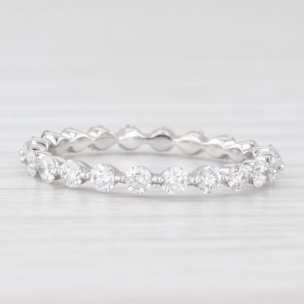 Light Gray 0.85ctw Diamond Eternity Wedding Band 14k White Gold Stackable Anniversary Ring