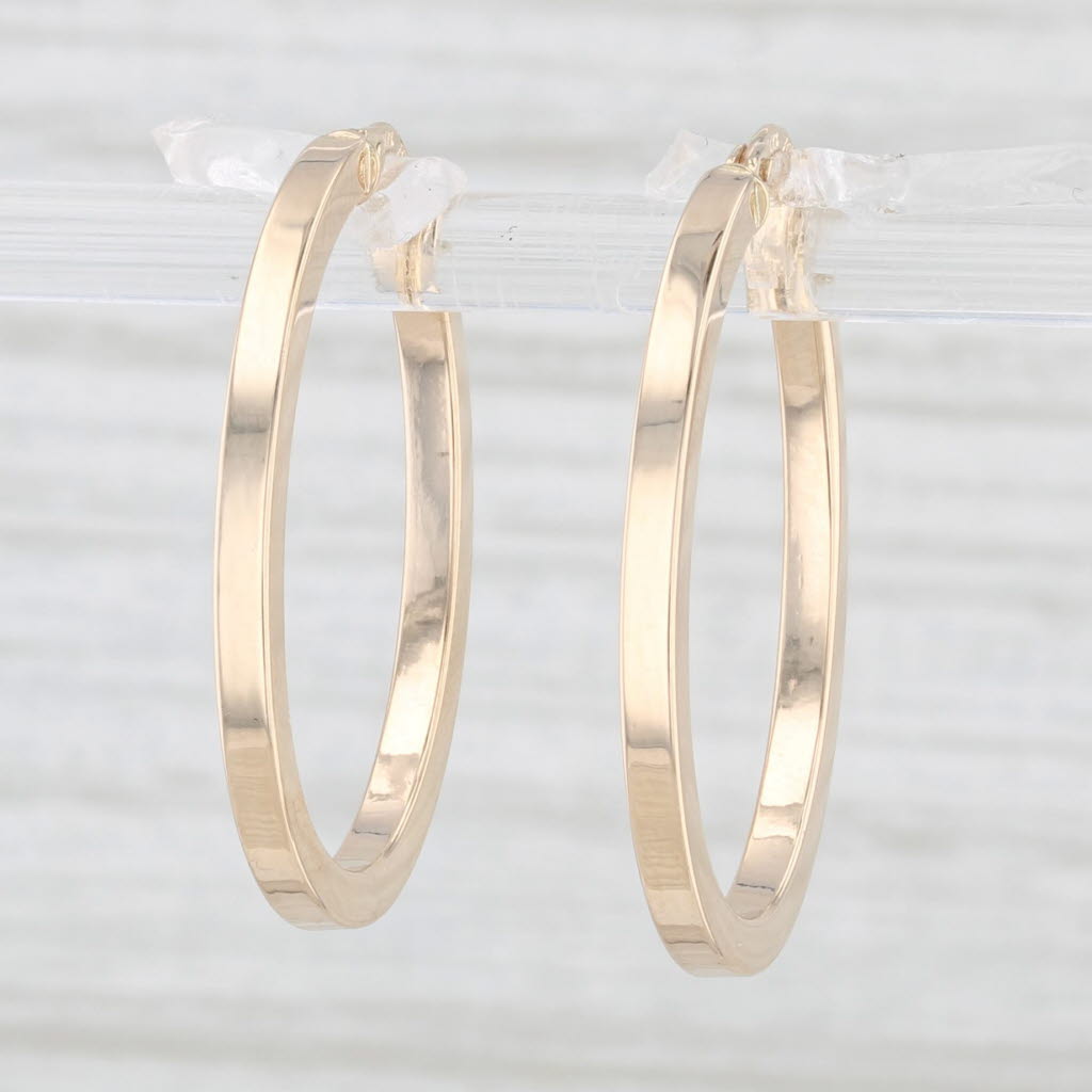 Light Gray New Oval Hoop Earrings 14k Yellow Gold Pierced Hoops Snap Top