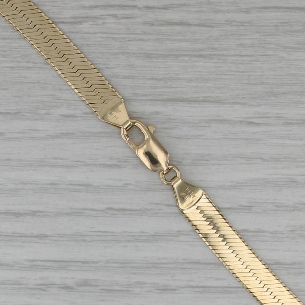 18" Herringbone Necklace 14k Yellow Gold 7.6mm Italy