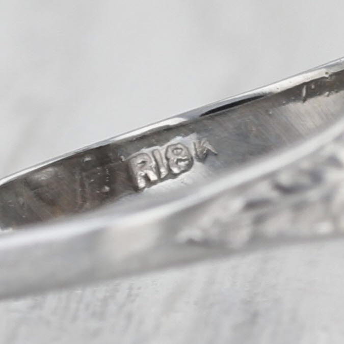 0.18ct Art Deco Diamond Star Ring 18k White Gold Size 7.25 Ornate Hand Finished