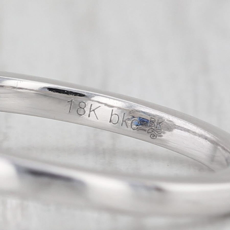 New Beverley K 0.46ctw Blue Sapphire Diamond Halo Ring 18k White Gold Size 6.5