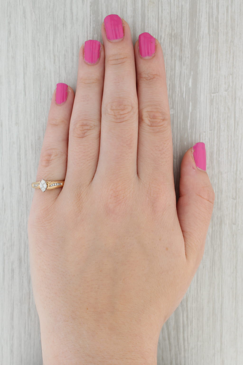 Gray 0.14ctw Diamond Engagement Ring 14k Yellow Gold Size 7 Marquise Setting