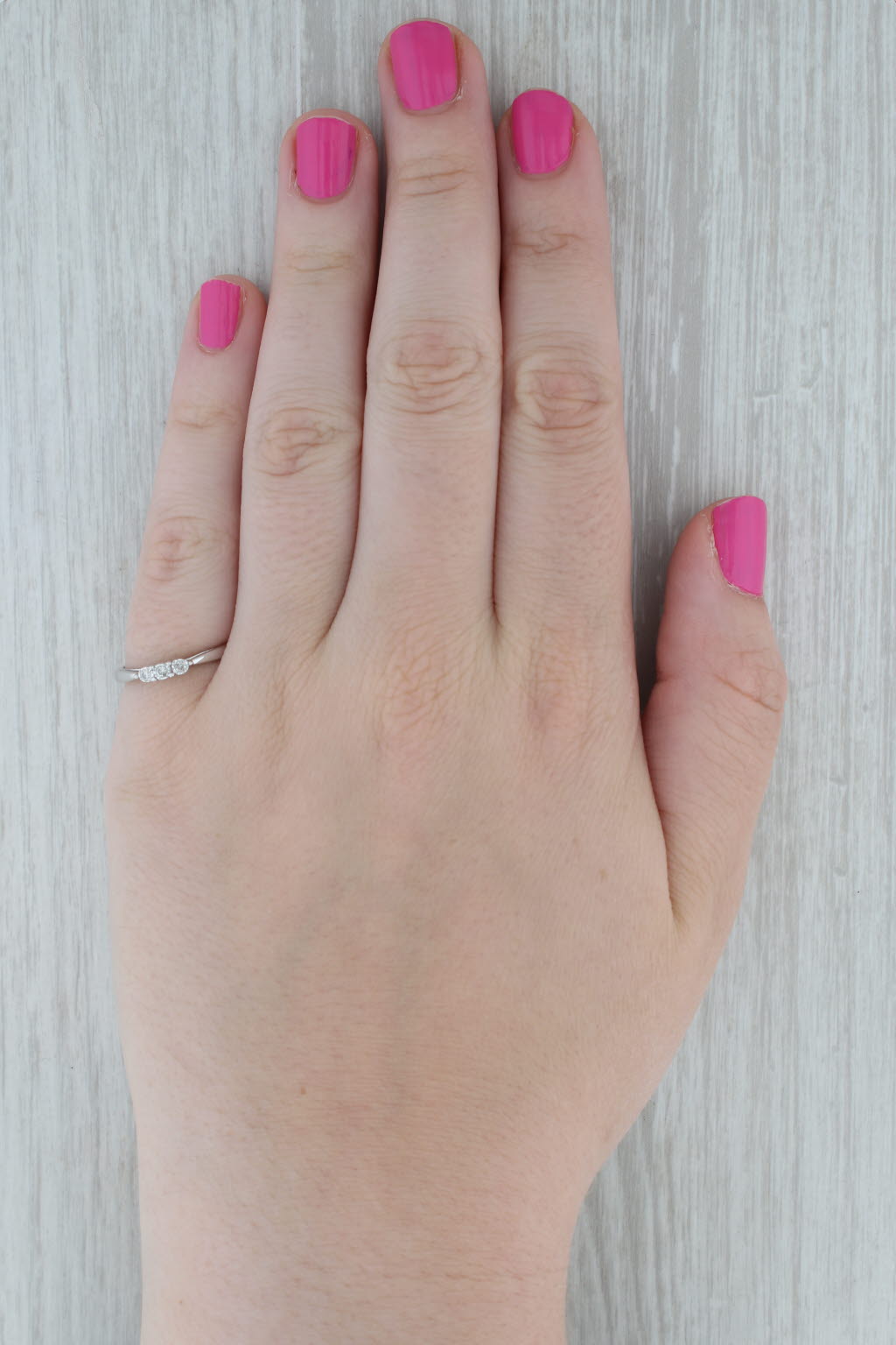 Dark Gray Diamond 3-Stone Ring 10k White Gold Size 6.75 Engagement Stackable