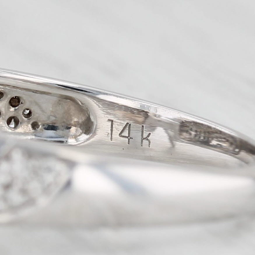 Light Gray 0.72ctw Pear Diamond Engagement Ring 14k White Gold Size 9 Pave Accents