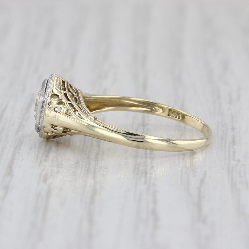 Vintage GIA 0.54ct Round Diamond Solitaire Engagement Ring 14k Gold Palladium