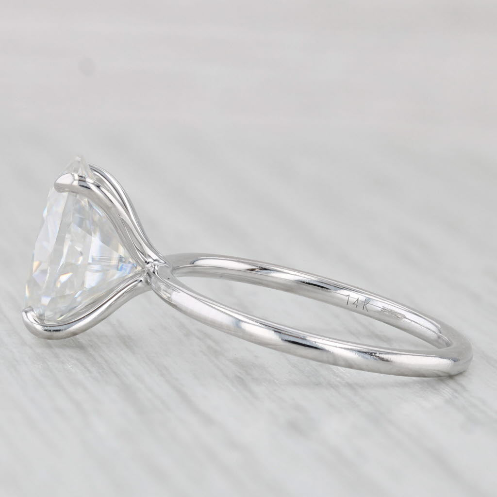 Light Gray 4.45ct Oval Moissanite Solitaire Engagement Ring 14k White Gold Size 8