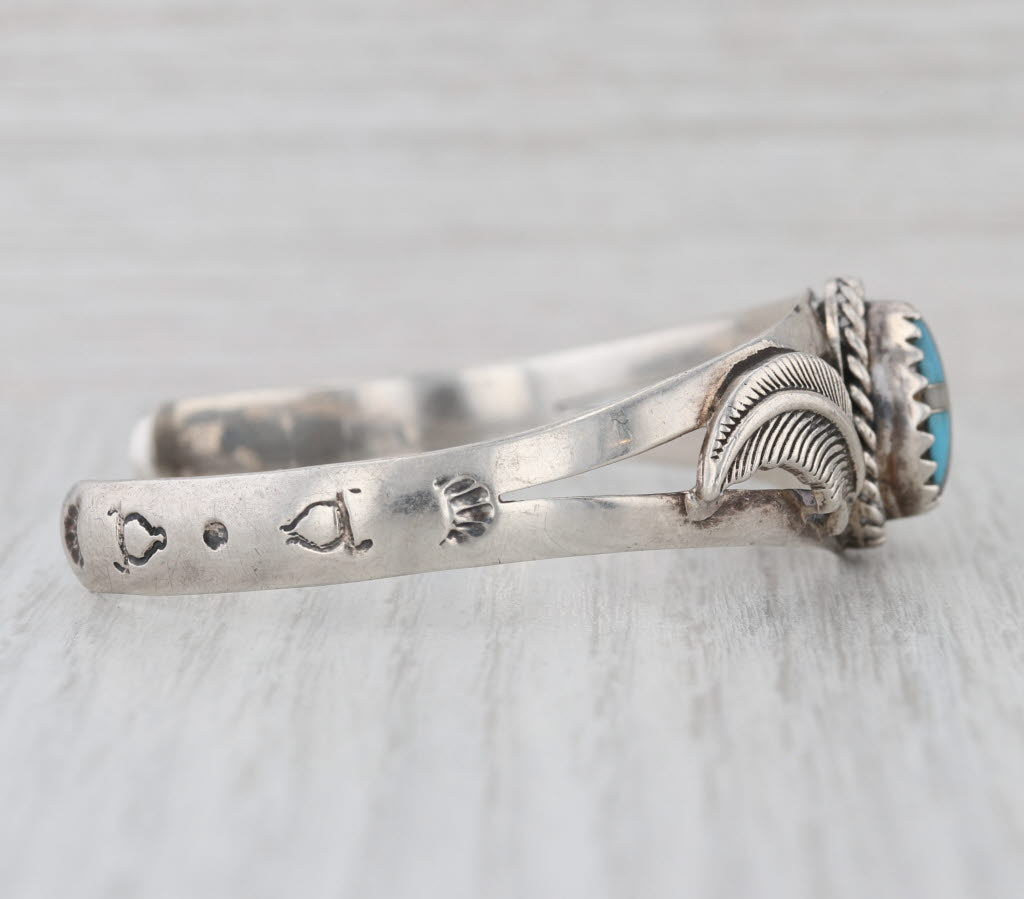 Turquoise Onyx Mosaic Cuff Bracelet Sterling Silver Arrow Hallmark Taxco Mexico