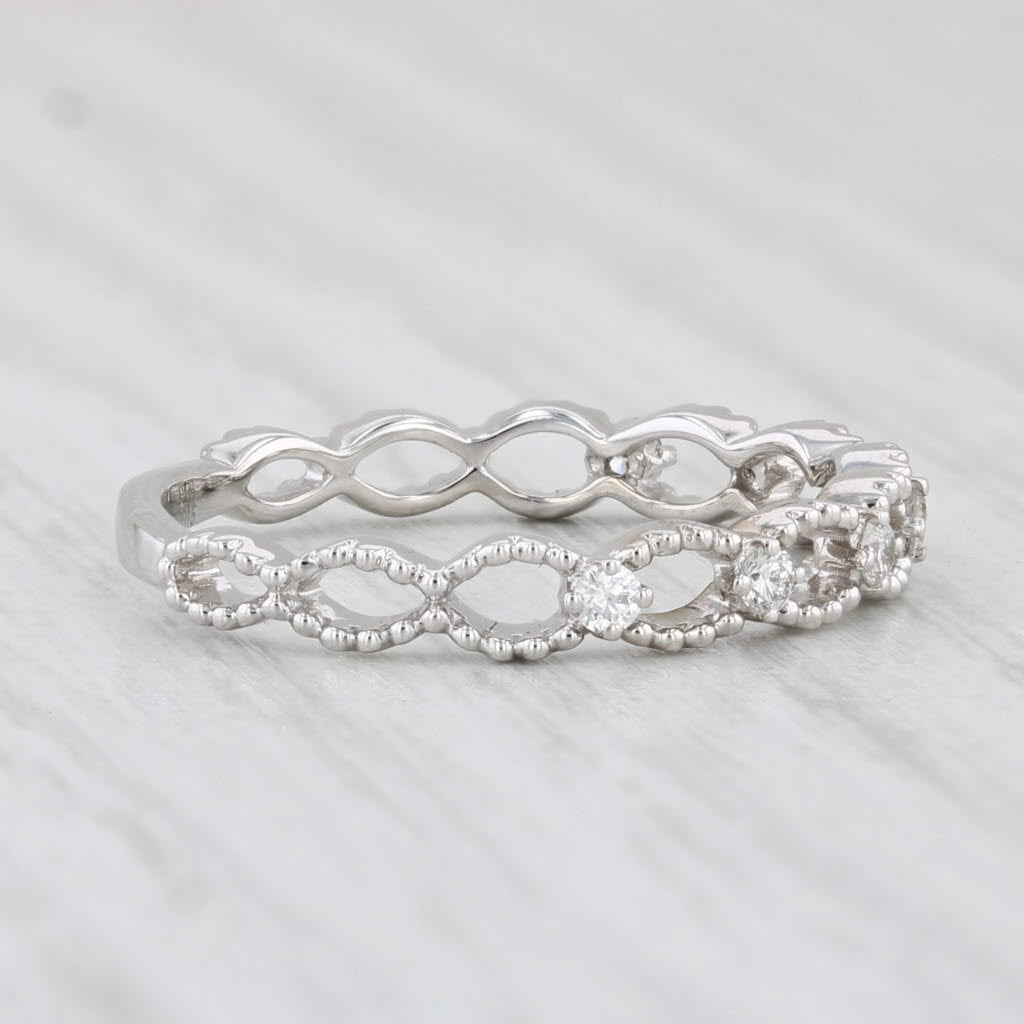Light Gray New 0.15ctw Diamond Ring 14k White Gold Size 6.5 Band Wedding Stackable
