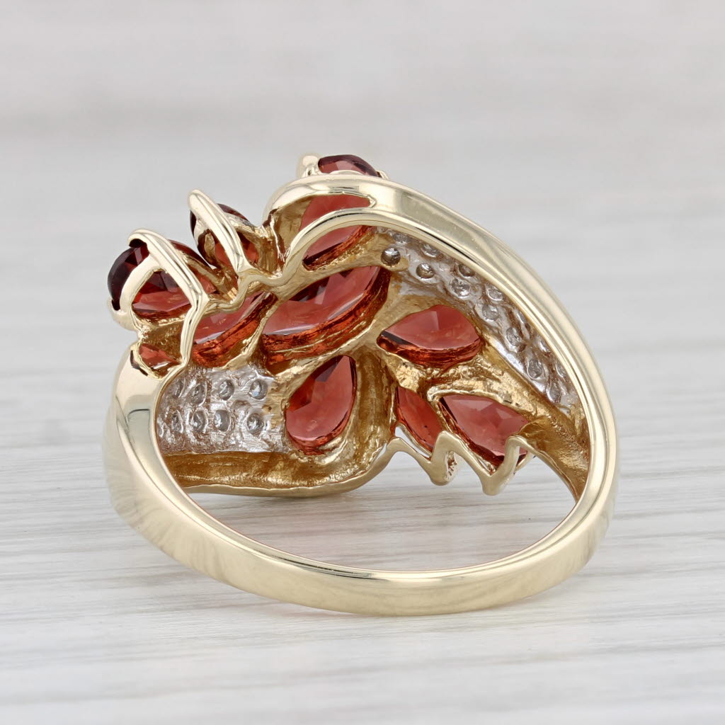 Light Gray 4.38ctw Garnet Diamond Cluster Ring 10k Yellow Gold Size 9.25 Bypass