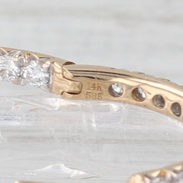 1.05ctw Diamond Inside Out Hoop Earrings 14k Yellow Gold Hinged Round Hoops
