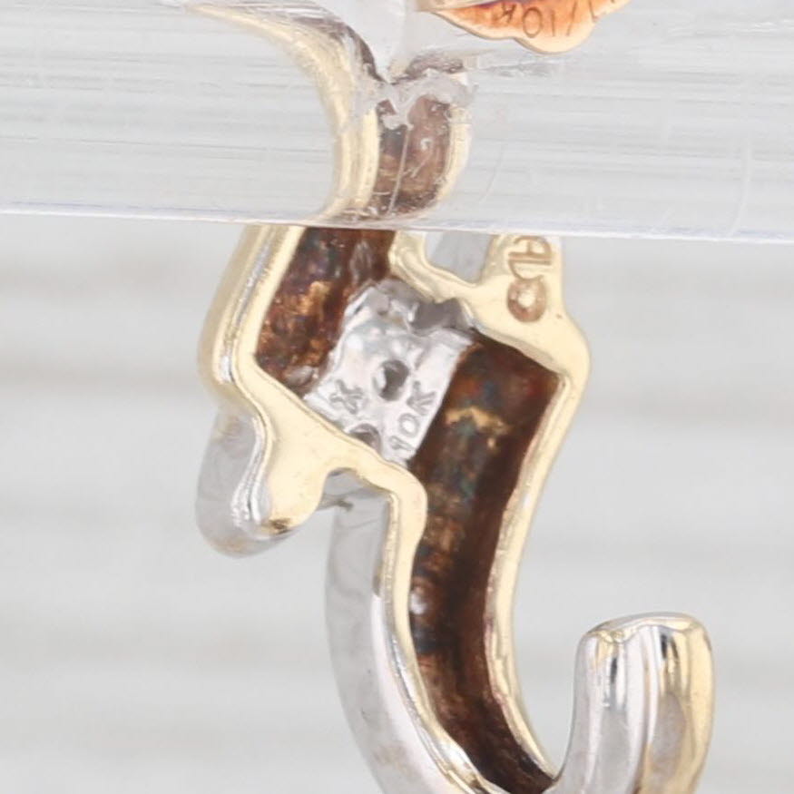 Light Gray Diamond 3-Stone Bypass Earrings 10k Yellow White Gold Pierced J-Hook Drops