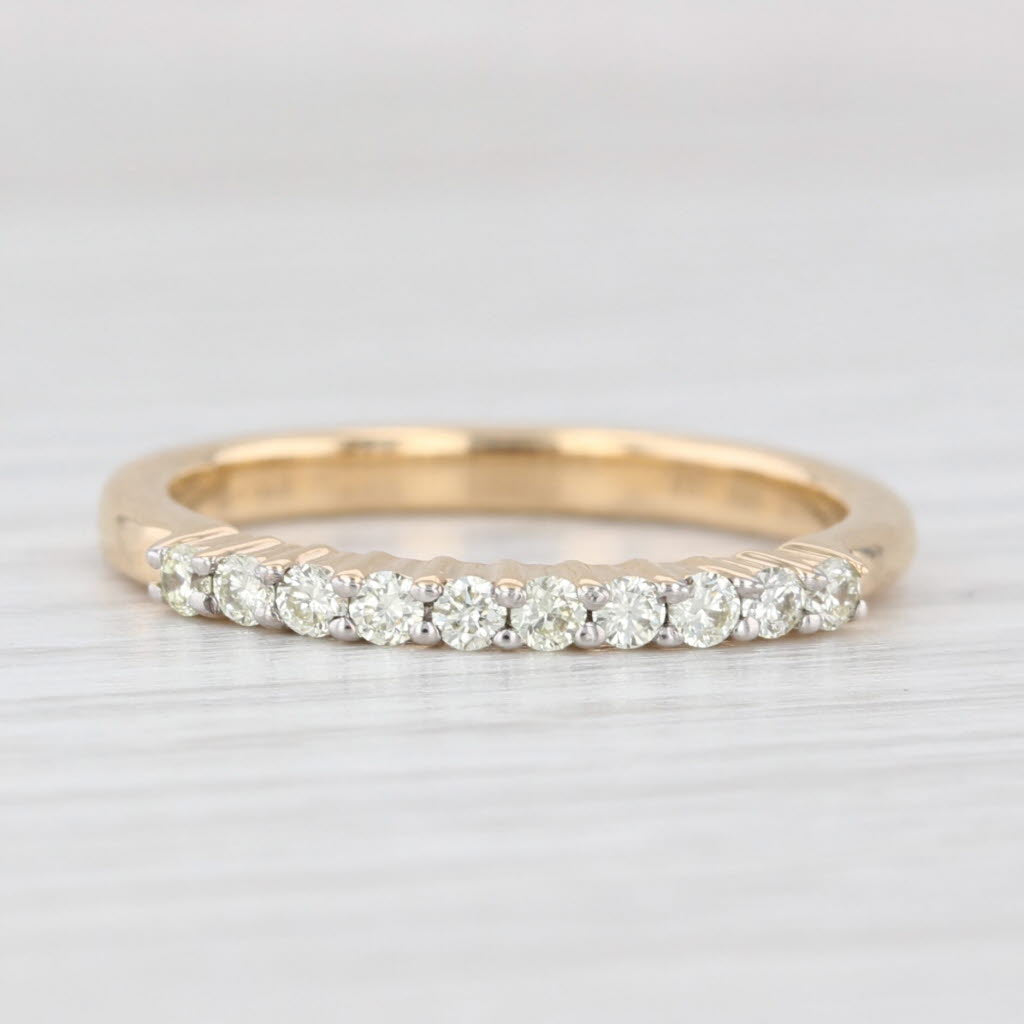 Light Gray 0.25ctw Diamond Wedding Band 18k Yellow Gold Size 7 Ring Stackable COA
