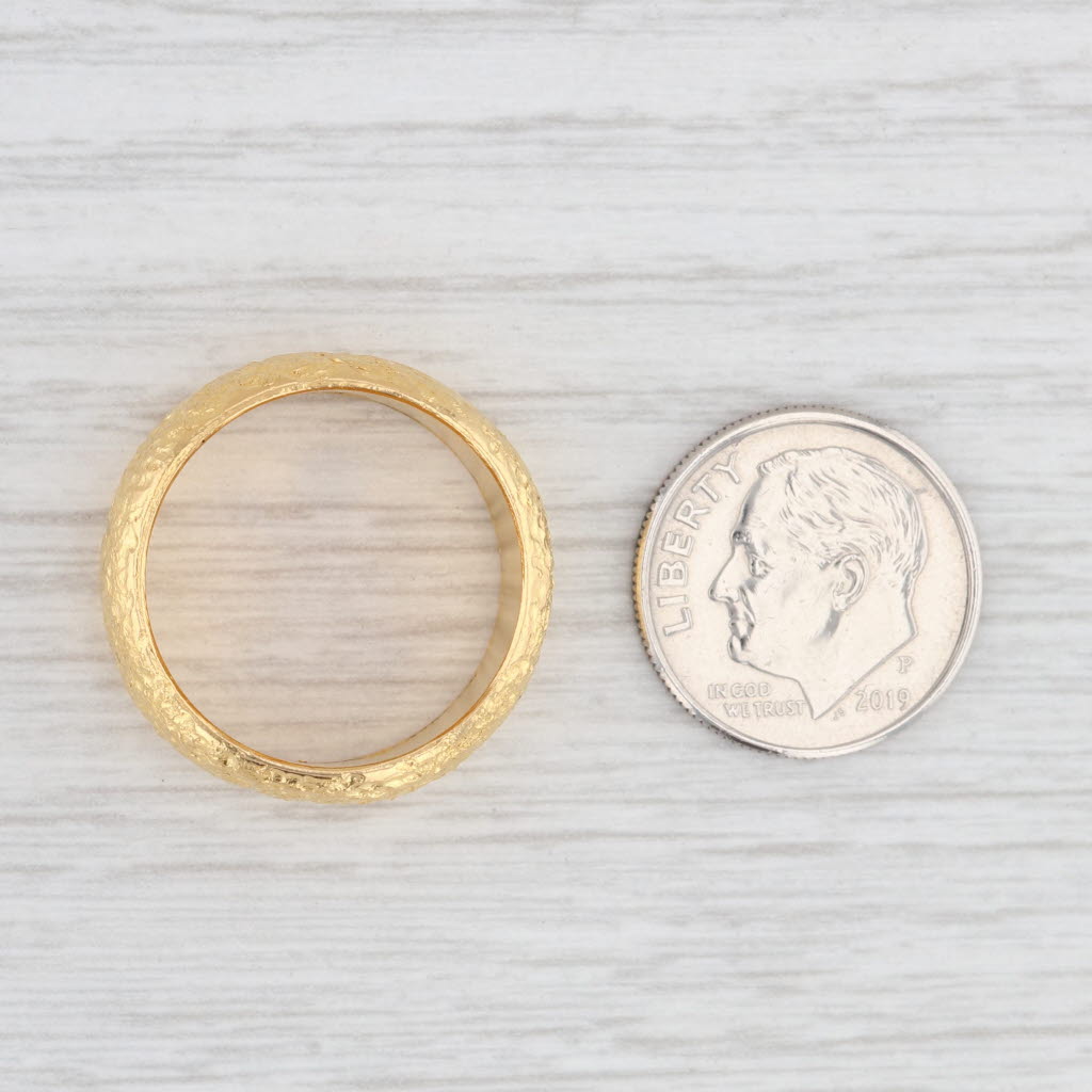 Light Gray Custom Textured Band 9999 Fine Yellow Gold Size 8.5 Stackable Wedding Ring