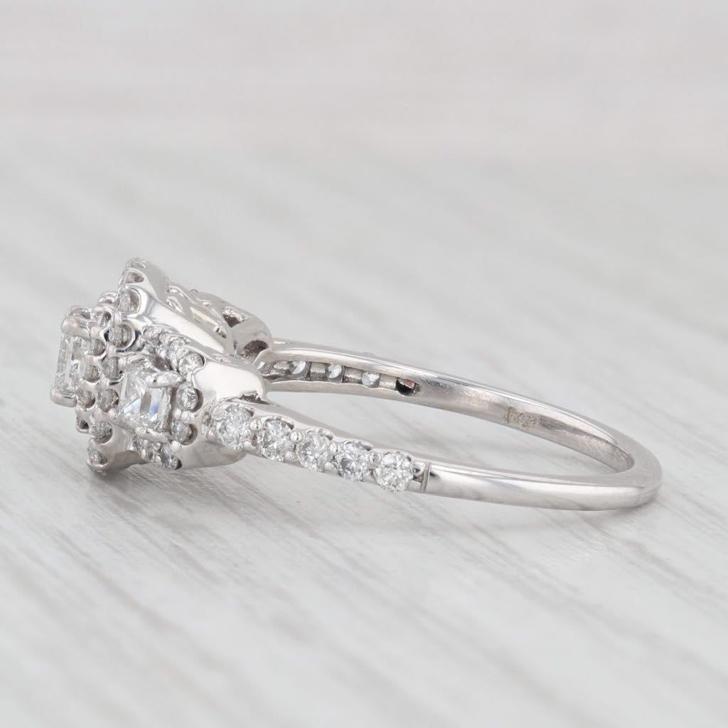 Light Gray 1ctw Princess Diamond Halo Engagement Ring 14k White Gold Size 7.75