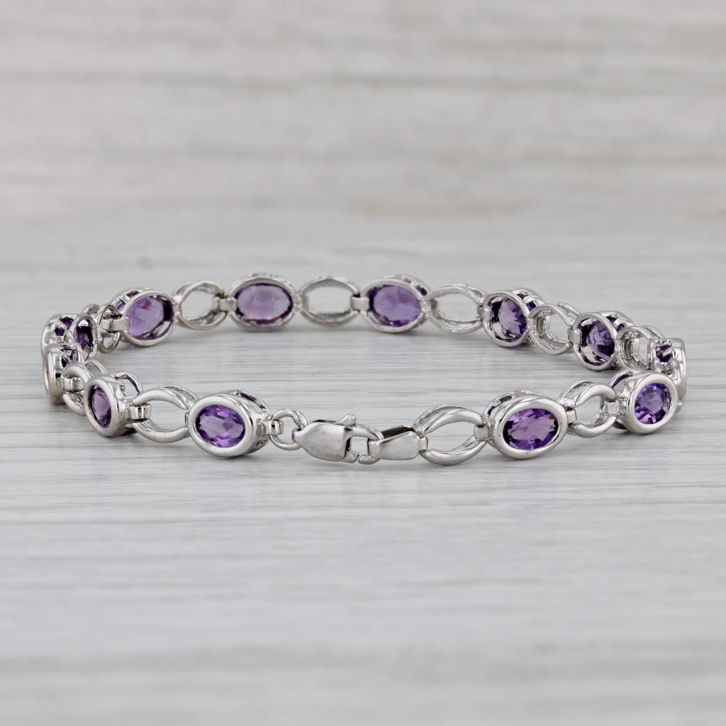 Gray 2.75ctw Amethyst Bracelet 14k White Gold 7” 5.6mm