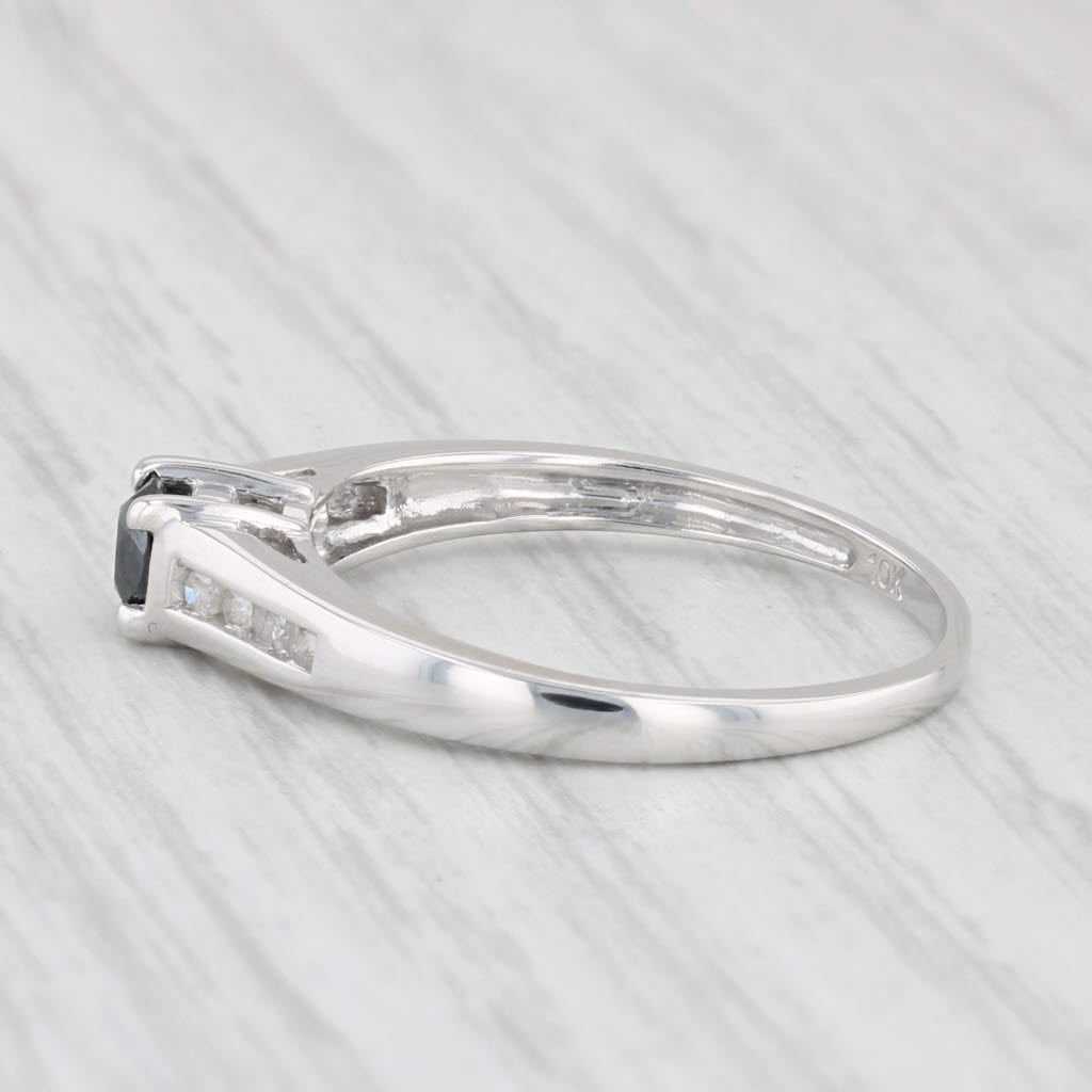 Light Gray 0.33ctw Black White Diamond Ring 10k White Gold Size 7.25 Engagement